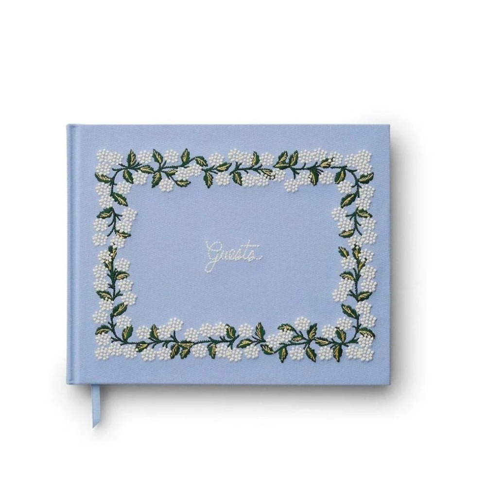 ❤️BUY 2 GET 1 FREE  RIFLE PAPER CO. Hydrangea Embroidered Fabric Guest Book